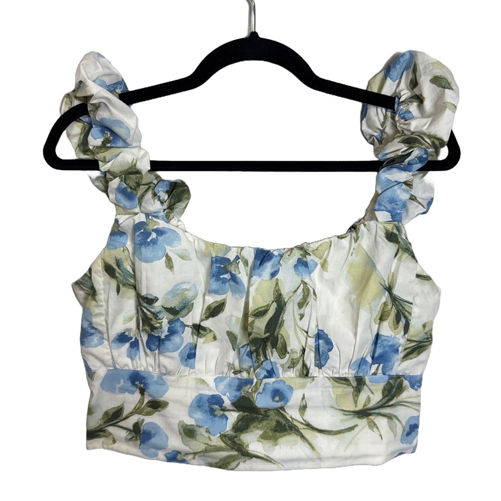 Floral Blue and Green Women's Top